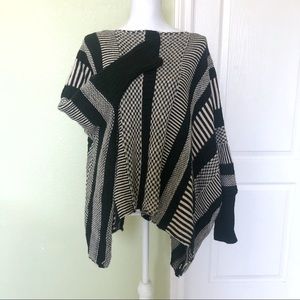 Hot & Delicious Black White Sweater Poncho-S/M